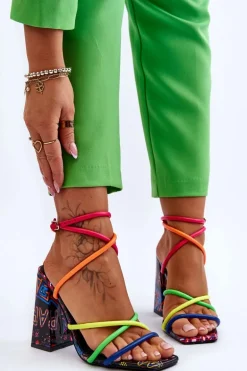 Modne Sandały Na Obcasie Multikolor Josette