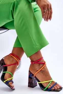 Modne Sandały Na Obcasie Multikolor Josette