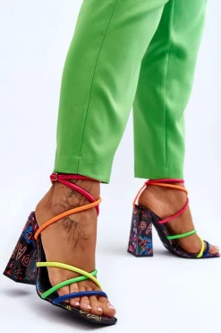 Modne Sandały Na Obcasie Multikolor Josette