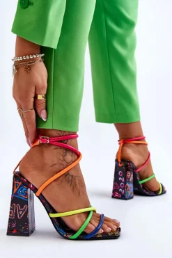 Modne Sandały Na Obcasie Multikolor Josette