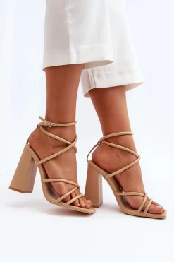Modne Sandały Na Obcasie Nude Josette