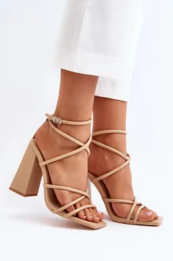 Modne Sandały Na Obcasie Nude Josette