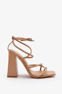 Modne Sandały Na Obcasie Nude Josette
