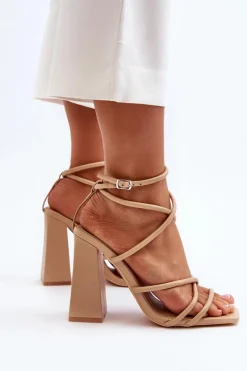 Modne Sandały Na Obcasie Nude Josette