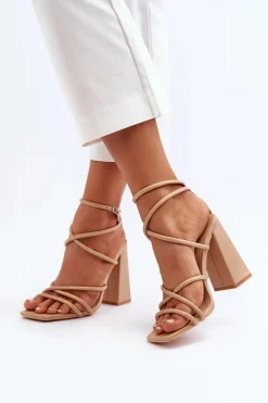 Modne Sandały Na Obcasie Nude Josette