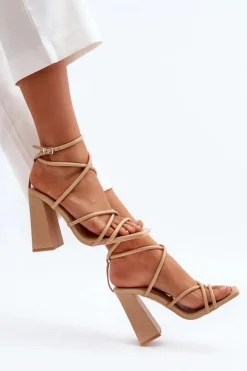 Modne Sandały Na Obcasie Nude Josette
