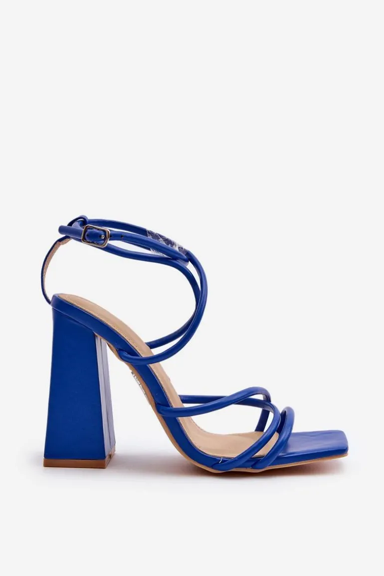 Modne Sandały Na Obcasie Niebieskie Josette