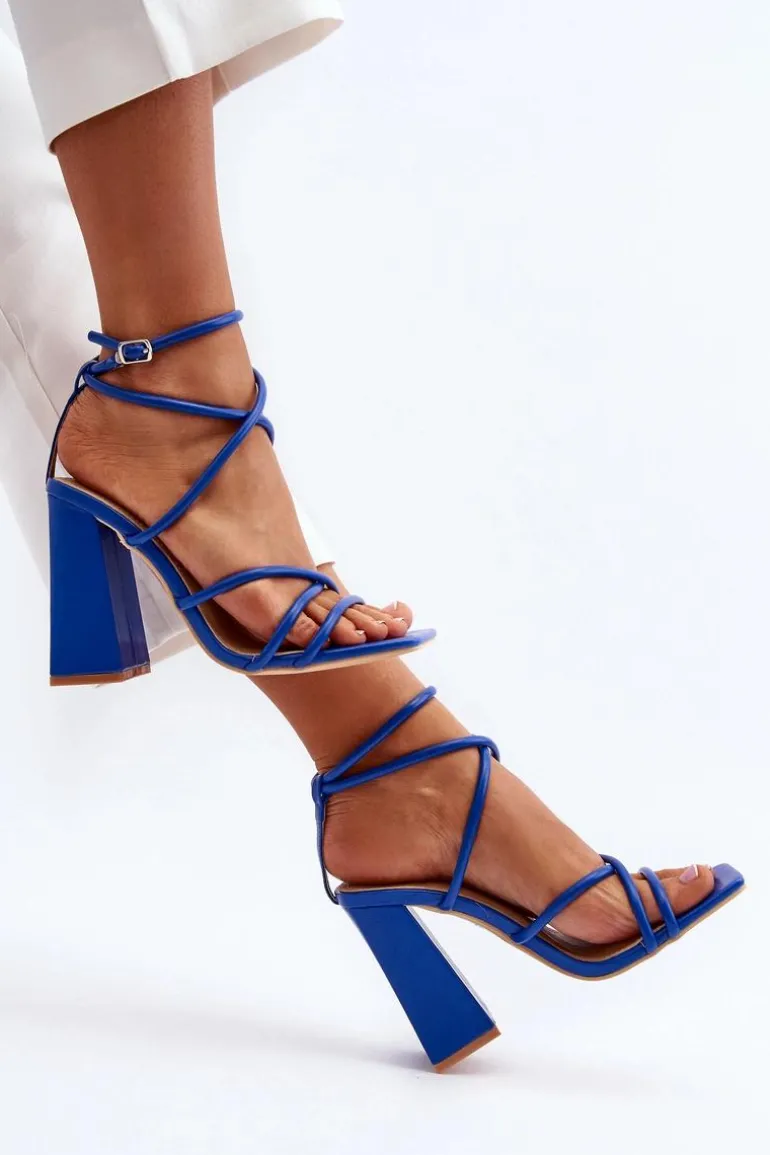 Modne Sandały Na Obcasie Niebieskie Josette