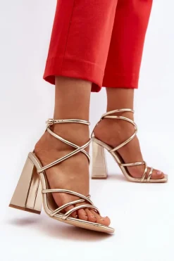 Modne Sandały Na Obcasie Złote Josette