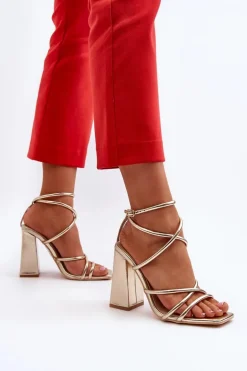 Modne Sandały Na Obcasie Złote Josette