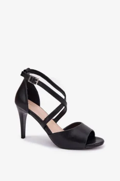 Modne Sandały Na Szpilce Czarne Loressa