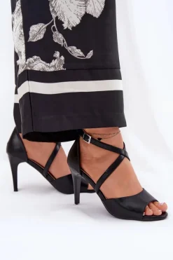 Modne Sandały Na Szpilce Czarne Loressa