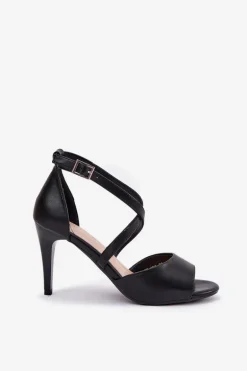 Modne Sandały Na Szpilce Czarne Loressa