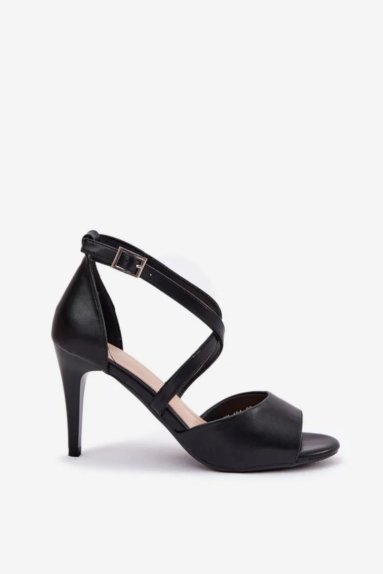 Modne Sandały Na Szpilce Czarne Loressa