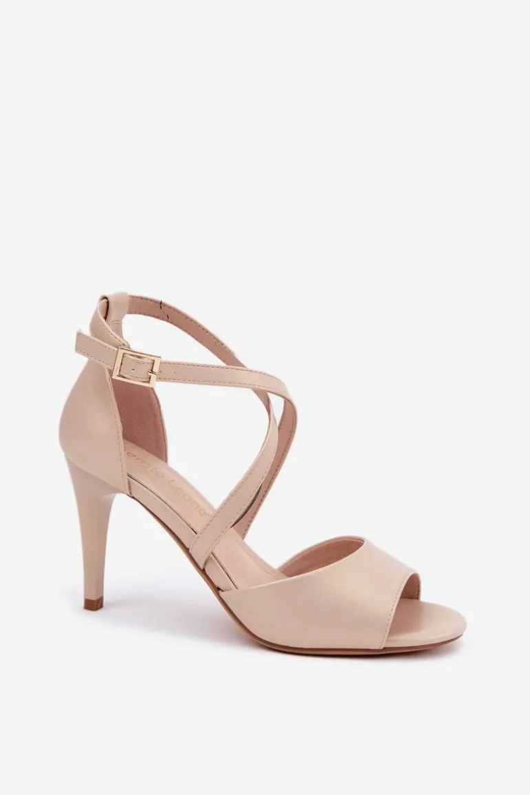 Modne Sandały Na Szpilce Złote Loressa