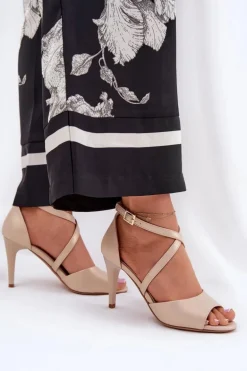 Modne Sandały Na Szpilce Złote Loressa
