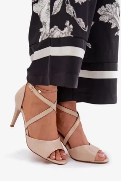 Modne Sandały Na Szpilce Złote Loressa