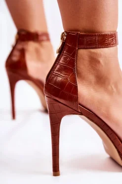 Modne Sandały Na Wysokiej Szpilce Brązowe Astoria