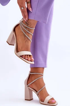 Modne Sandały Z Cyrkoniami Beżowe Carma