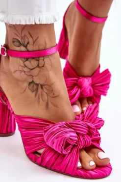 Modne Sandały Z Kokardą Na Obcasie Fuksja Callum