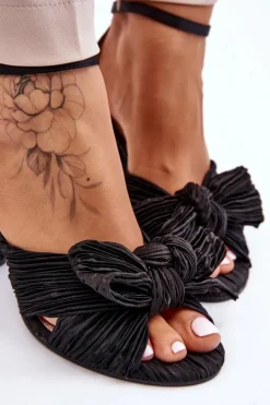 Modne Sandały Z Kokardą Na Obcasie Czarne Callum