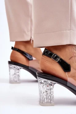 Modne Sandały Z Koralikami Czarne Terrance