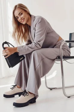 Modne Skórzane Półbuty La.Fi 210013BE-PU Beżowe