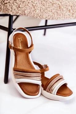 Modne Skórzane Sandały Damskie Maciejka 05561-11 Białe