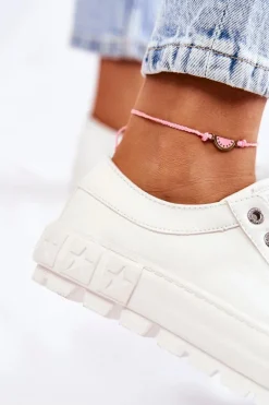 Modne Skórzane Trampki Big Star KK274142 Białe