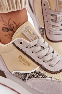 Modne Sneakersy Memory Foam System Big Star LL274364 Beżowe