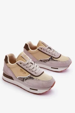 Modne Sneakersy Memory Foam System Big Star LL274364 Beżowe