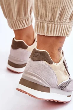 Modne Sneakersy Memory Foam System Big Star LL274364 Beżowe