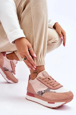 Modne Sneakersy Memory Foam System Big Star LL274366 Różowe