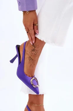 Modne Szpilki Z Ozdobą I Cyrkoniami Fioletowe Alexia