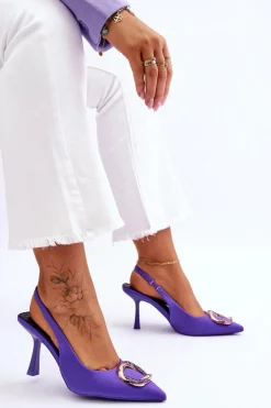 Modne Szpilki Z Ozdobą I Cyrkoniami Fioletowe Alexia