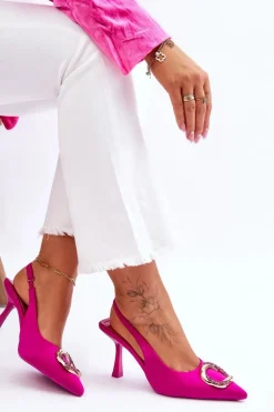 Modne Szpilki Z Ozdobą I Cyrkoniami Fuksja Alexia