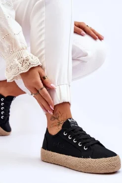 Modne Trampki Z Plecionką Lee Cooper LCW-23-31-1797L Czarne