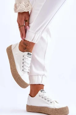 Modne Trampki Z Plecionką Lee Cooper LCW-23-31-1796L Białe