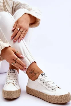 Modne Trampki Z Plecionką Lee Cooper LCW-23-31-1796L Białe