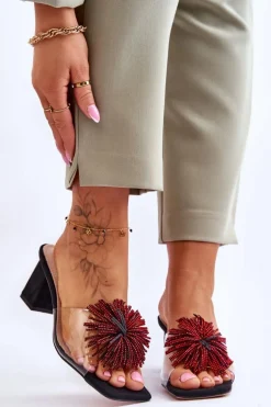 Modne Transparentne Klapki Na Obcasie S.Barski KV-AP658-1 Czarne