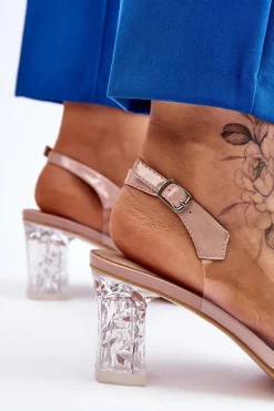 Modne Transparentne Sandały Z Kokardą Nude Ariella