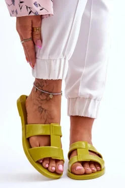 Modne Wegańskie Klapki ZAXY JJ285261 Zielone