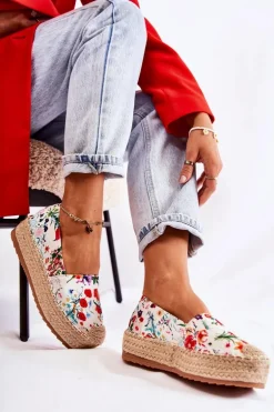 Modne Wsuwane Espadryle W Kwiaty Białe Morice
