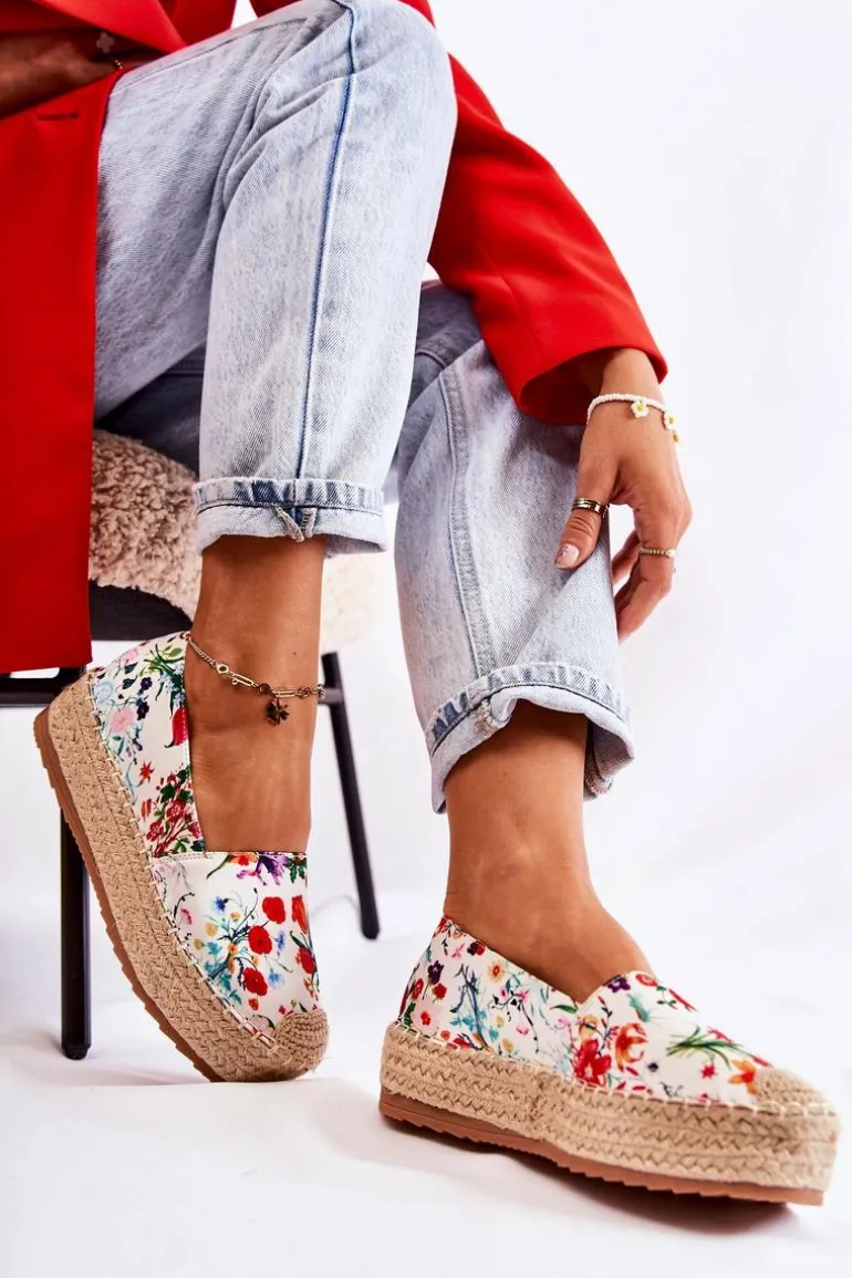 Modne Wsuwane Espadryle W Kwiaty Białe Morice
