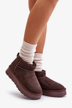 Modne Zamszowe Niskie Śniegowce Brązowe Nucca