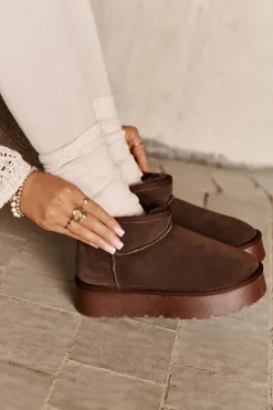 Modne Zamszowe Niskie Śniegowce Brązowe Nucca