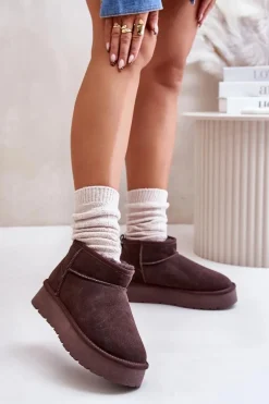 Modne Zamszowe Niskie Śniegowce Brązowe Nucca