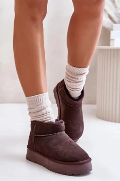 Modne Zamszowe Niskie Śniegowce Brązowe Nucca