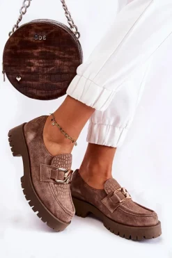 Modne Zamszowe Półbuty Loafery Jasnobrązowy Lemar Rayhan