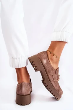 Modne Zamszowe Półbuty Loafery Jasnobrązowy Lemar Rayhan